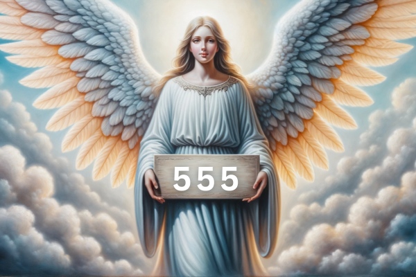 Angel holding the number 555.