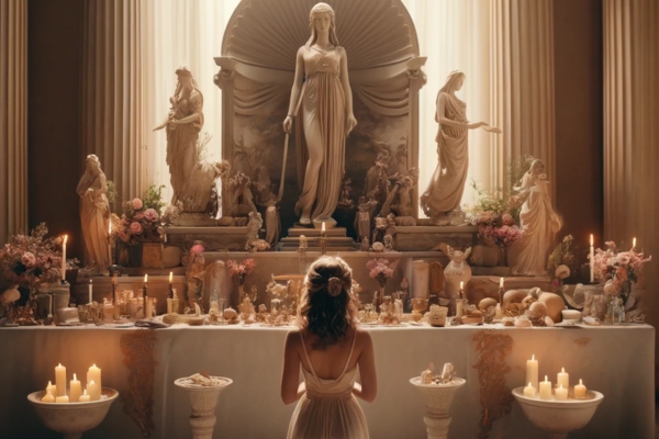 Woman at the altar invoking Aphrodite.