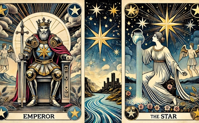 Combination of the Emperor and Star tarot cards.