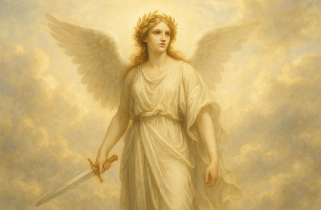 Nemesis and her sword.