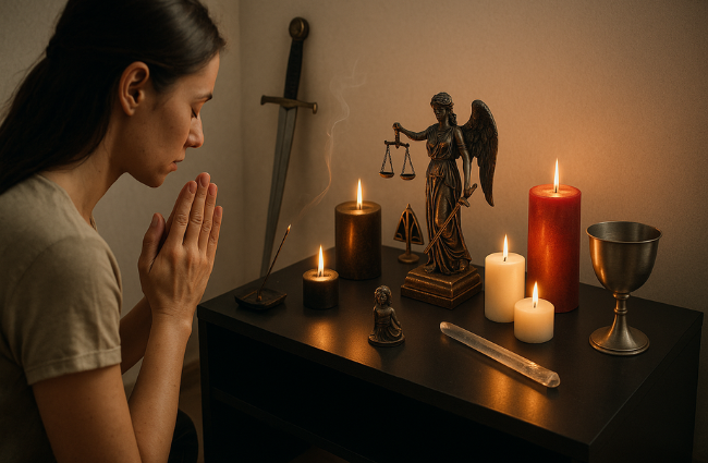 A woman worshipping Nemesis.